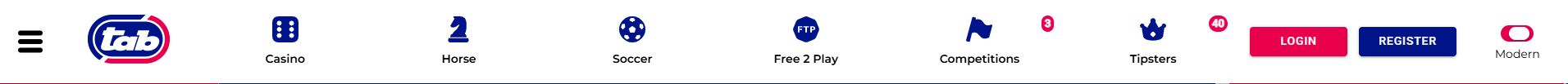Register on TAB - Step 1